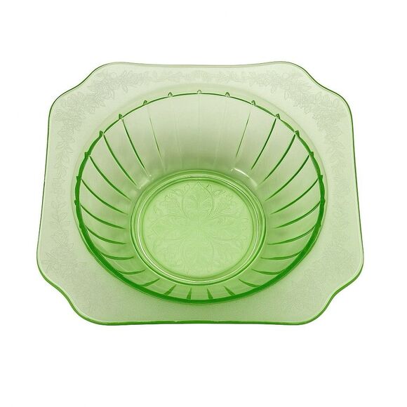 Jeannette Glass Other - Jeannette Adam Uranium Vaseline Glass Bowl 8” Square Depression UV Glow Green